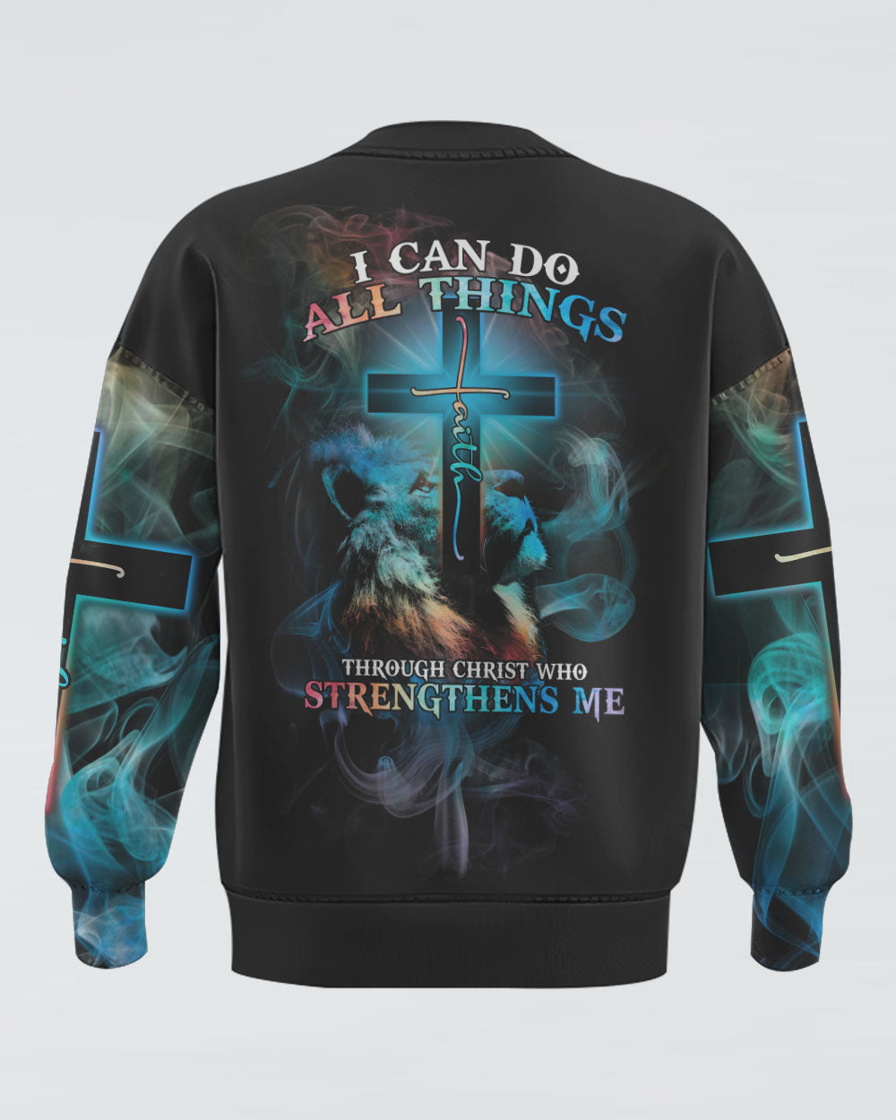 I Can Do All Things Lion Cross Colorful Women's Christian Sweatshirt