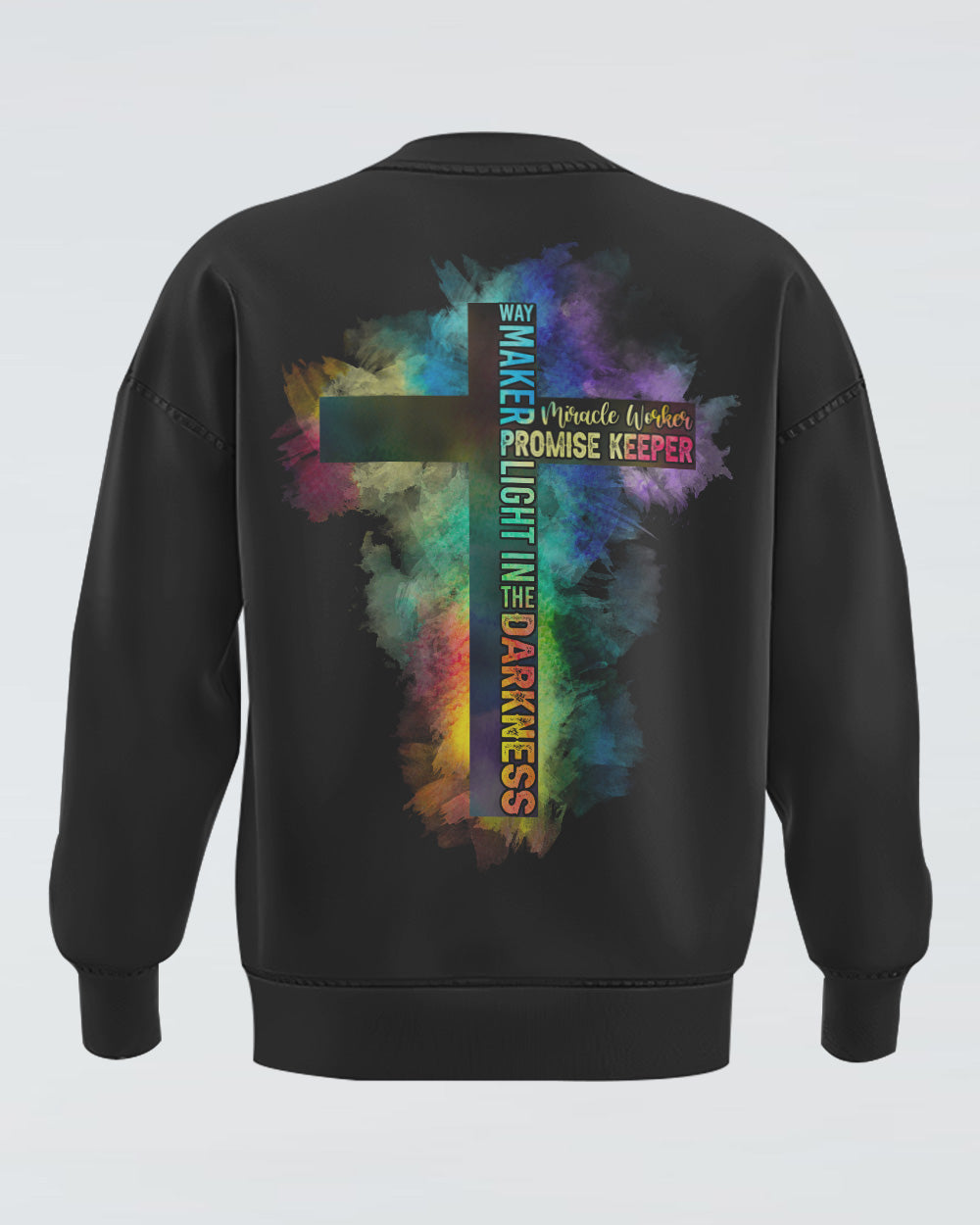 Way Maker Miracle Worker Half Cross Colorful Watercolor Women's Christian Sweatshirt