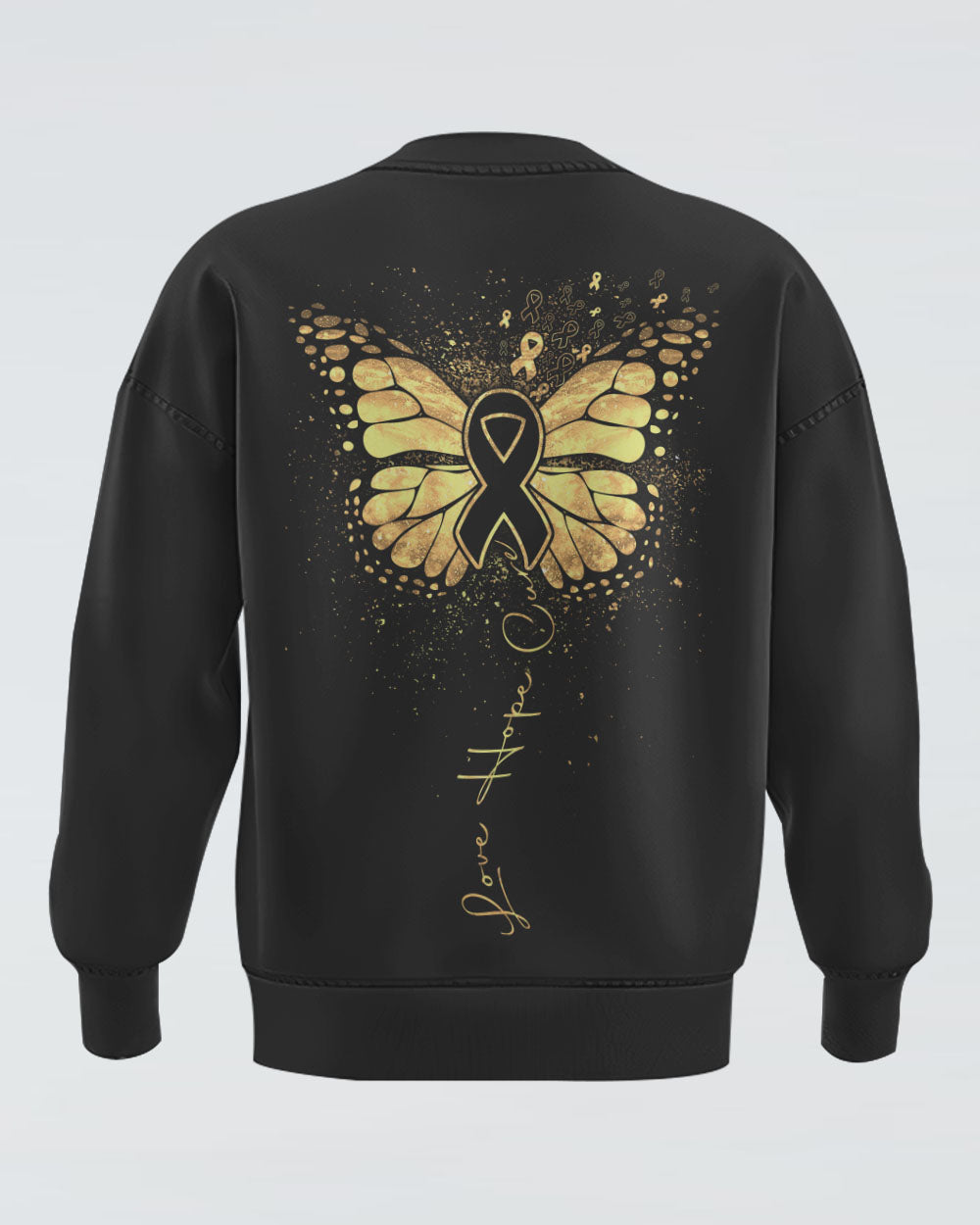 Love Hope Cure Butterfly Ribbon Women's Childhood Cancer Awareness Sweatshirt