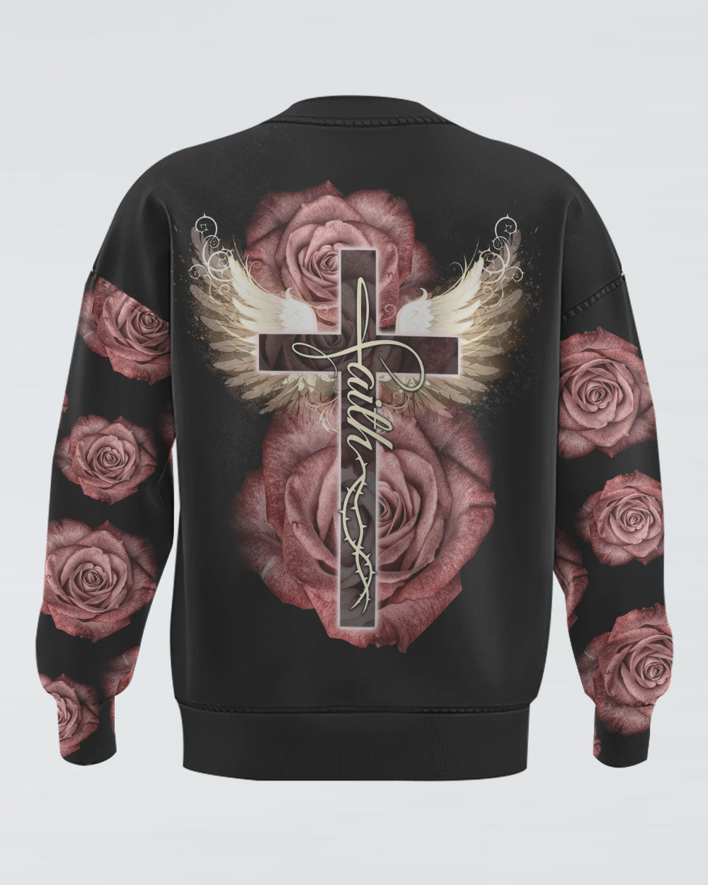 Rose Wings Cross Light Women's Christian Sweatshirt