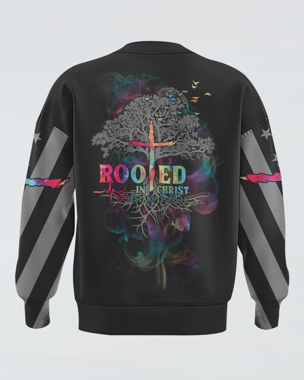 Rooted In Christ Colorful Smoke Women's Christian Sweatshirt