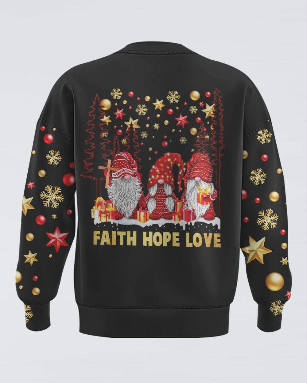 Faith Hope Love Gnome Christmas Women's Christian Sweatshirt