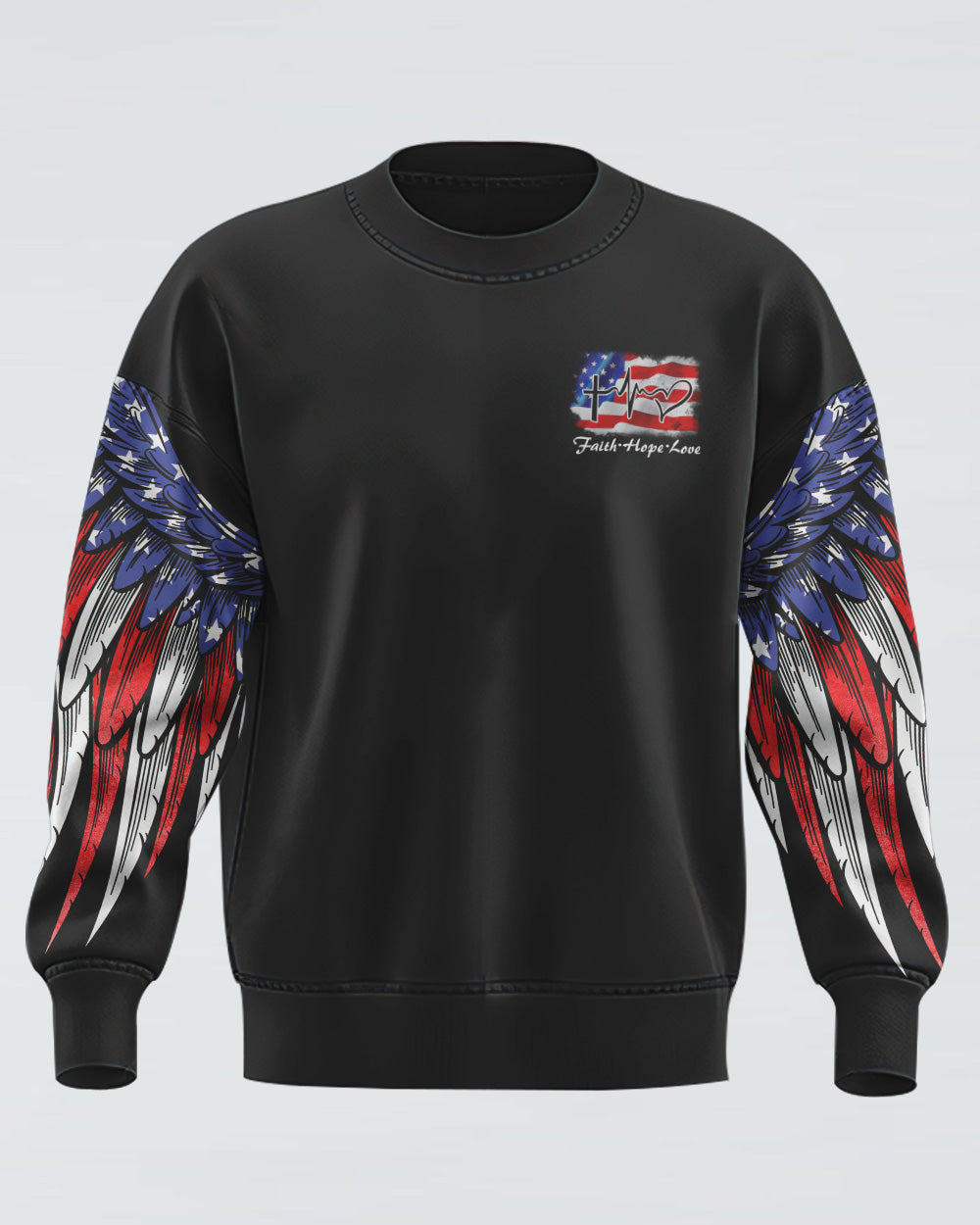 Stand For The Flag Kneel For The Cross American Flag Wings Arm Women's Christian Sweatshirt