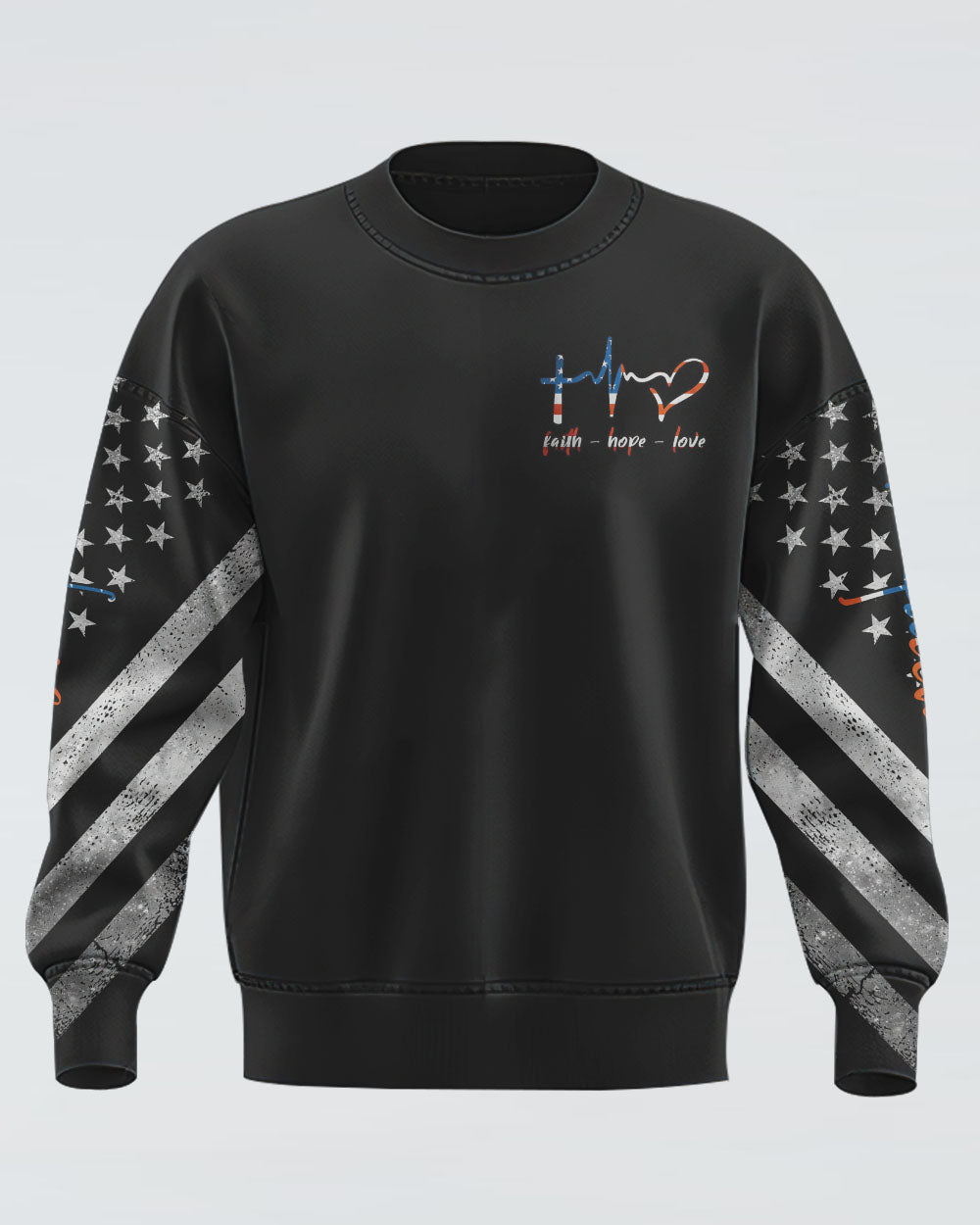 Kneel For The Cross Eagle Flag Watercolor Men's Christian Sweatshirt