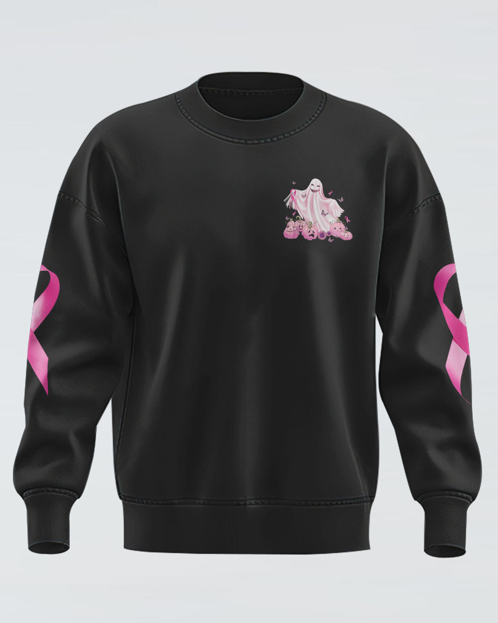 No One Fights Alone Boo Halloween Women's Breast Cancer Awareness Sweatshirt