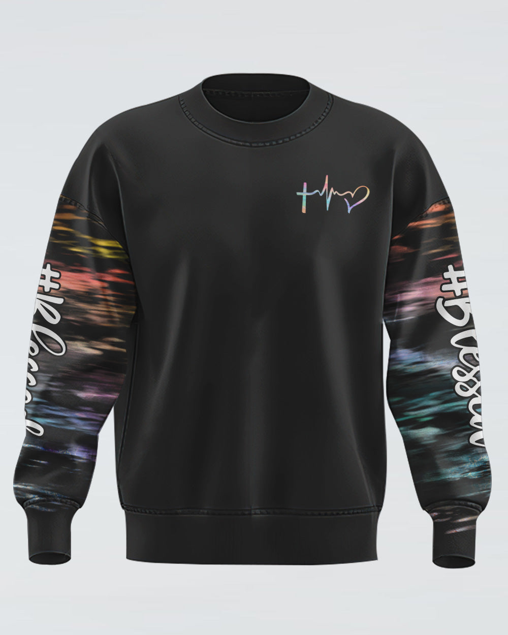 Faith Over Fear Jesus Cross Colorful Water Women's Christian Sweatshirt