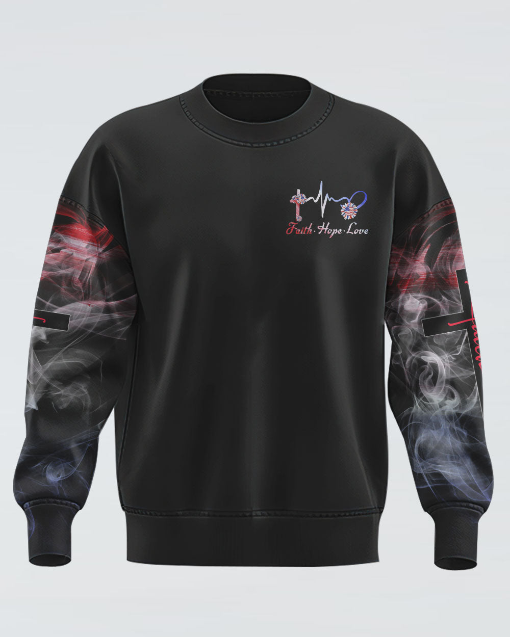 One Nation Under God Firework Smoke Flag Independence Day Women's Christian Sweatshirt