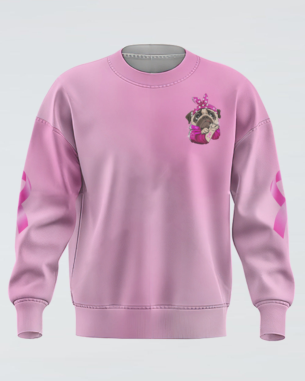 Think Pawsitive Pink Headband PullDog Women's Breast Cancer Awareness Sweatshirt