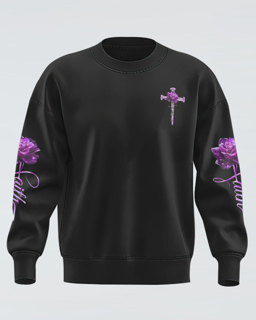 Vintage Cross Purple Rose Smoke Cross Women's Christian Sweatshirt
