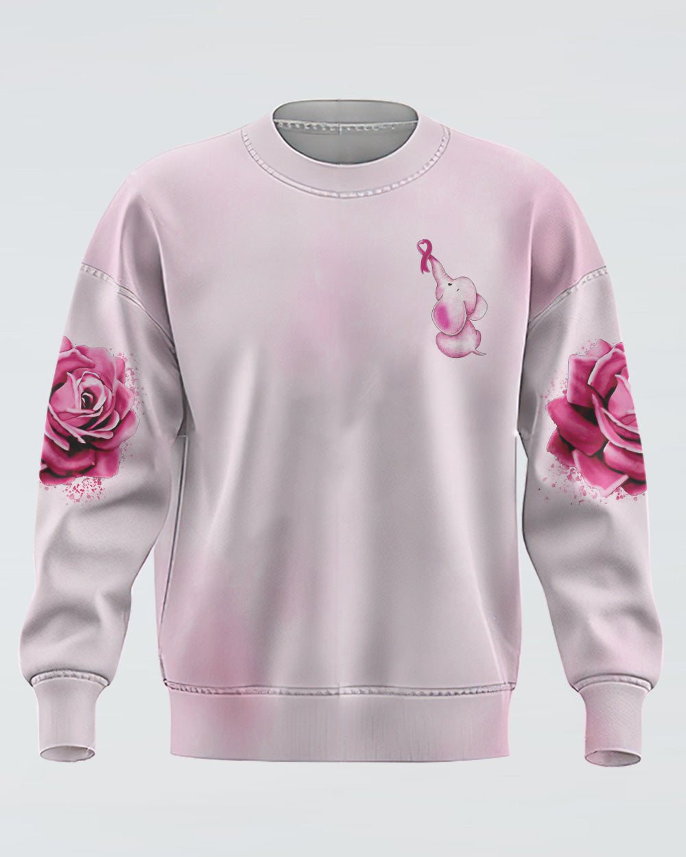 Never Give Up Rose Elephant Women's Breast Cancer Awareness Sweatshirt