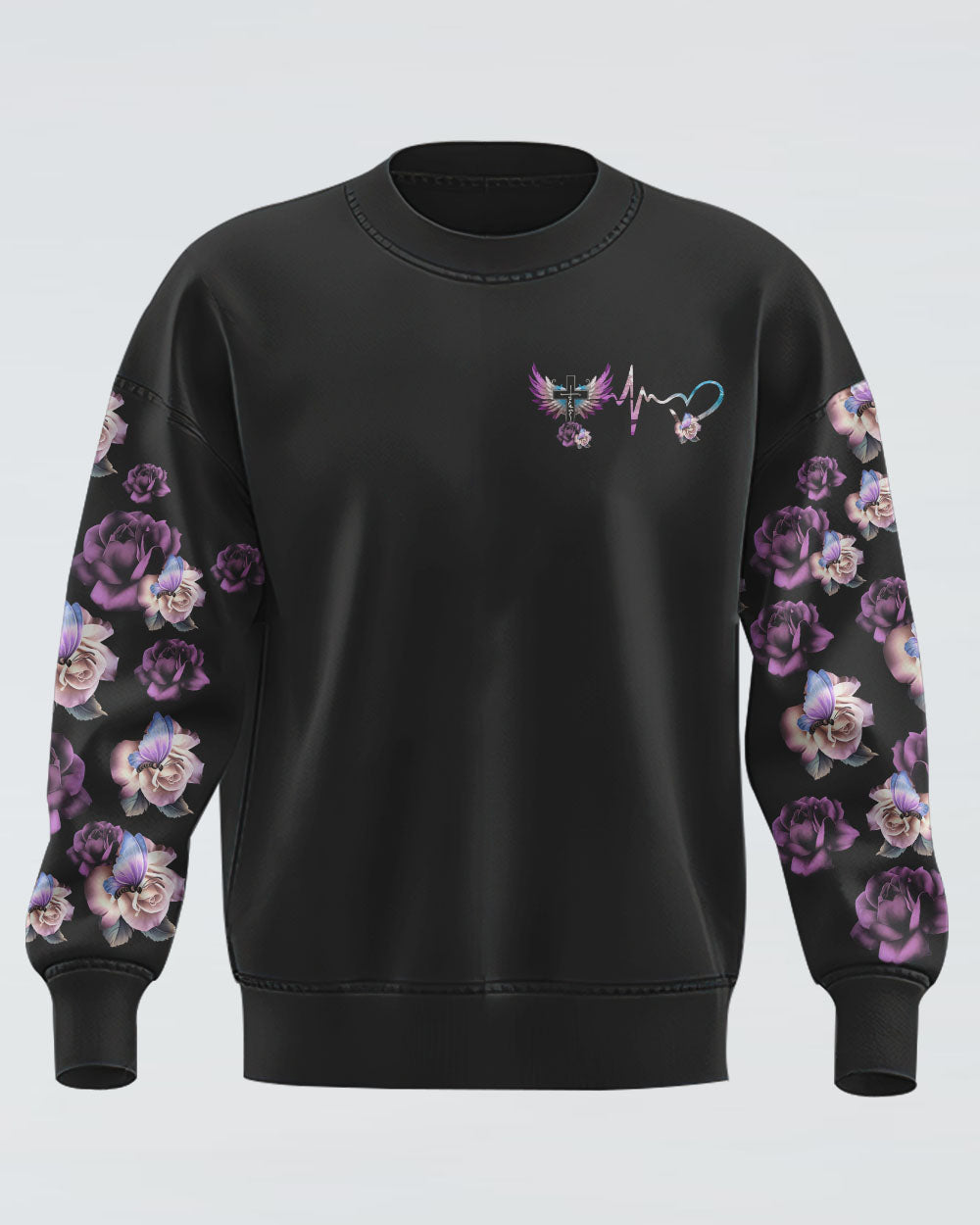 Floral Rose Butterfly Wings Women's Christian Sweatshirt