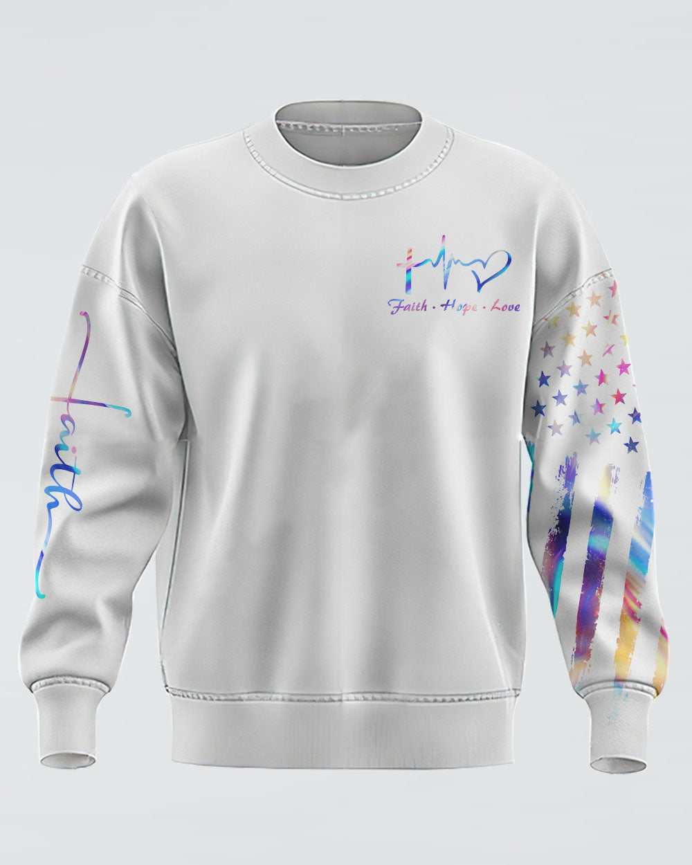 Jesus Lion Cross Colorful Flag Women's Christian Sweatshirt