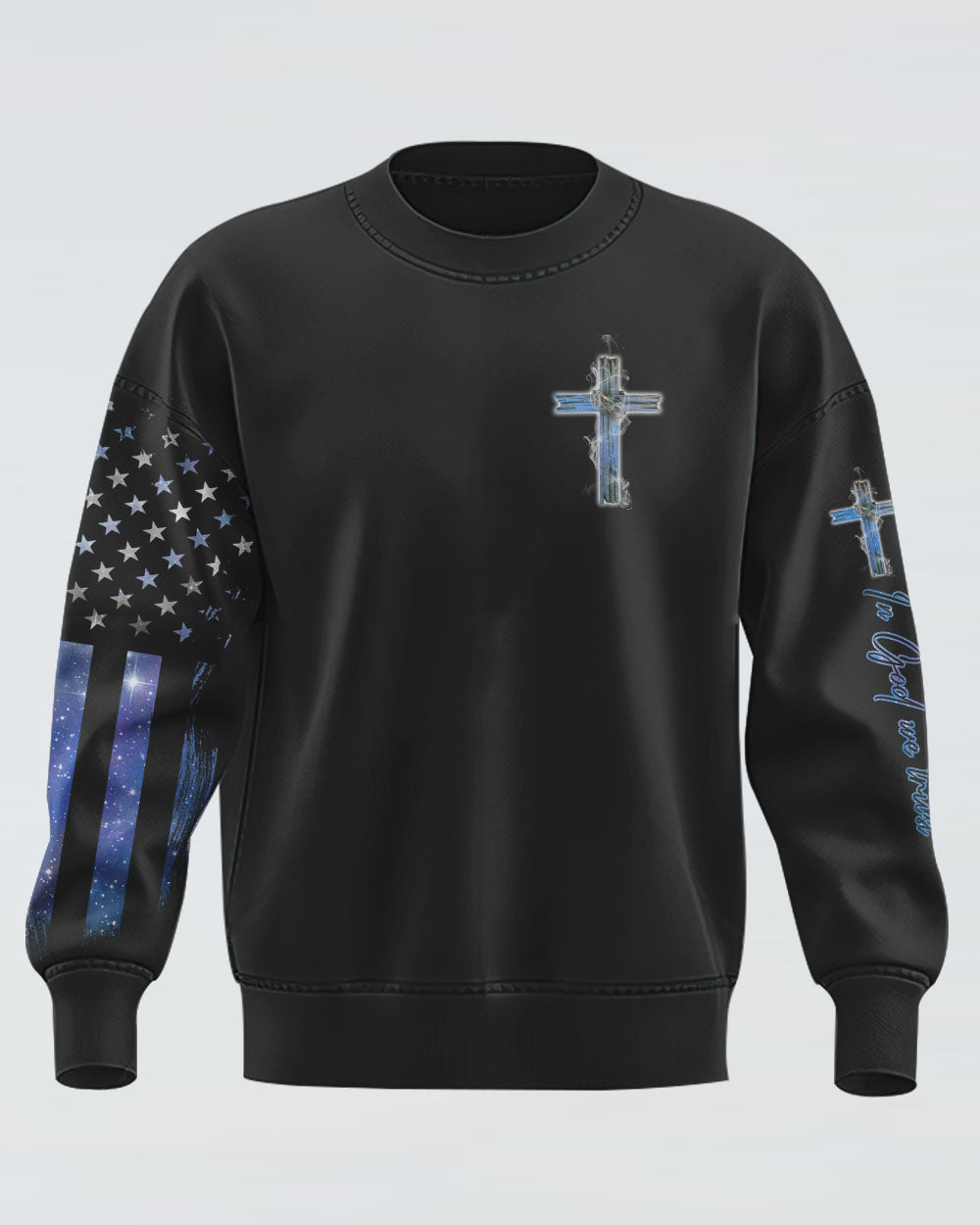 Faith Jesus Cross Galaxy Flag Women's Christian Sweatshirt
