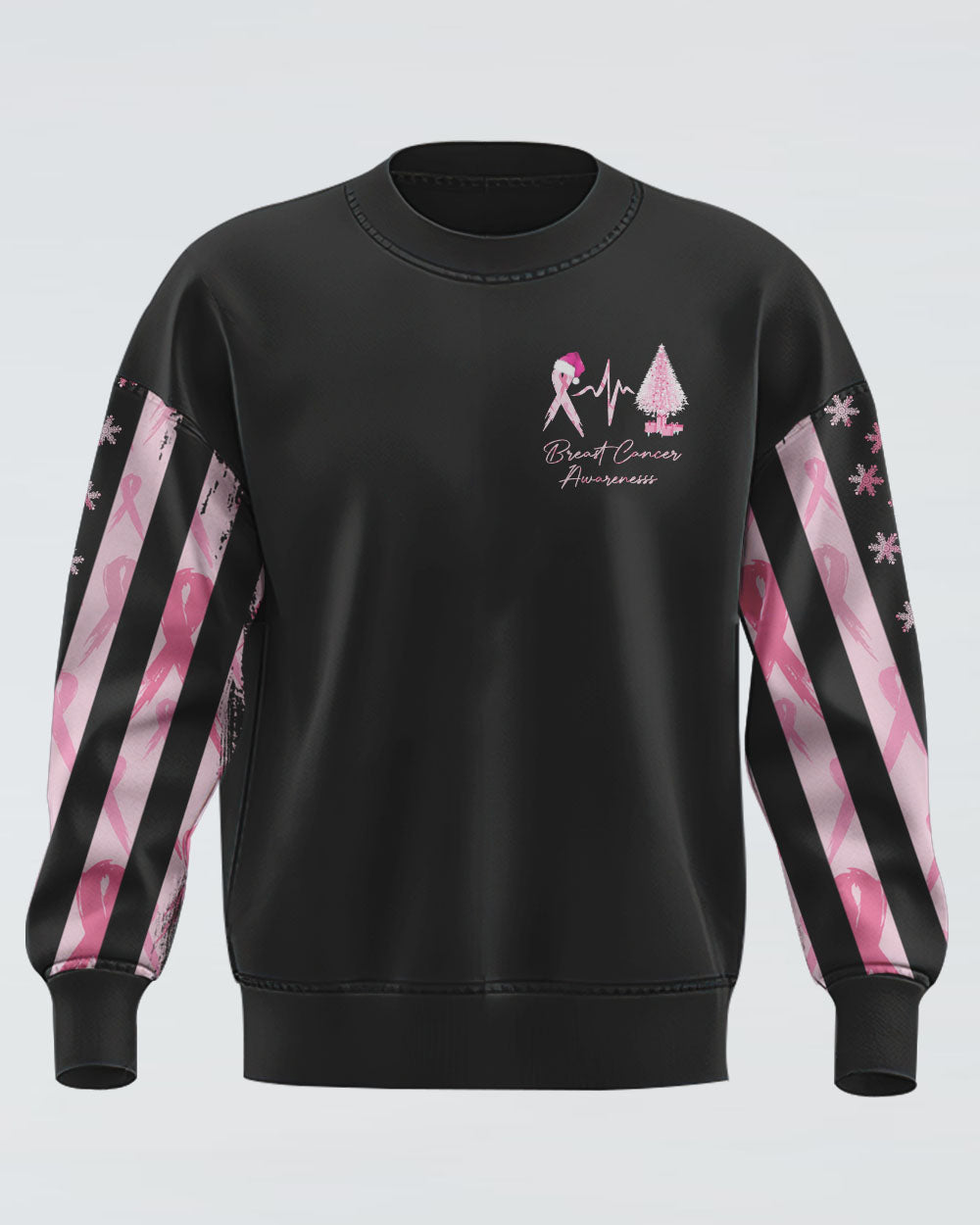 Fight Flag Christmas Tree Women's Breast Cancer Awareness Sweatshirt