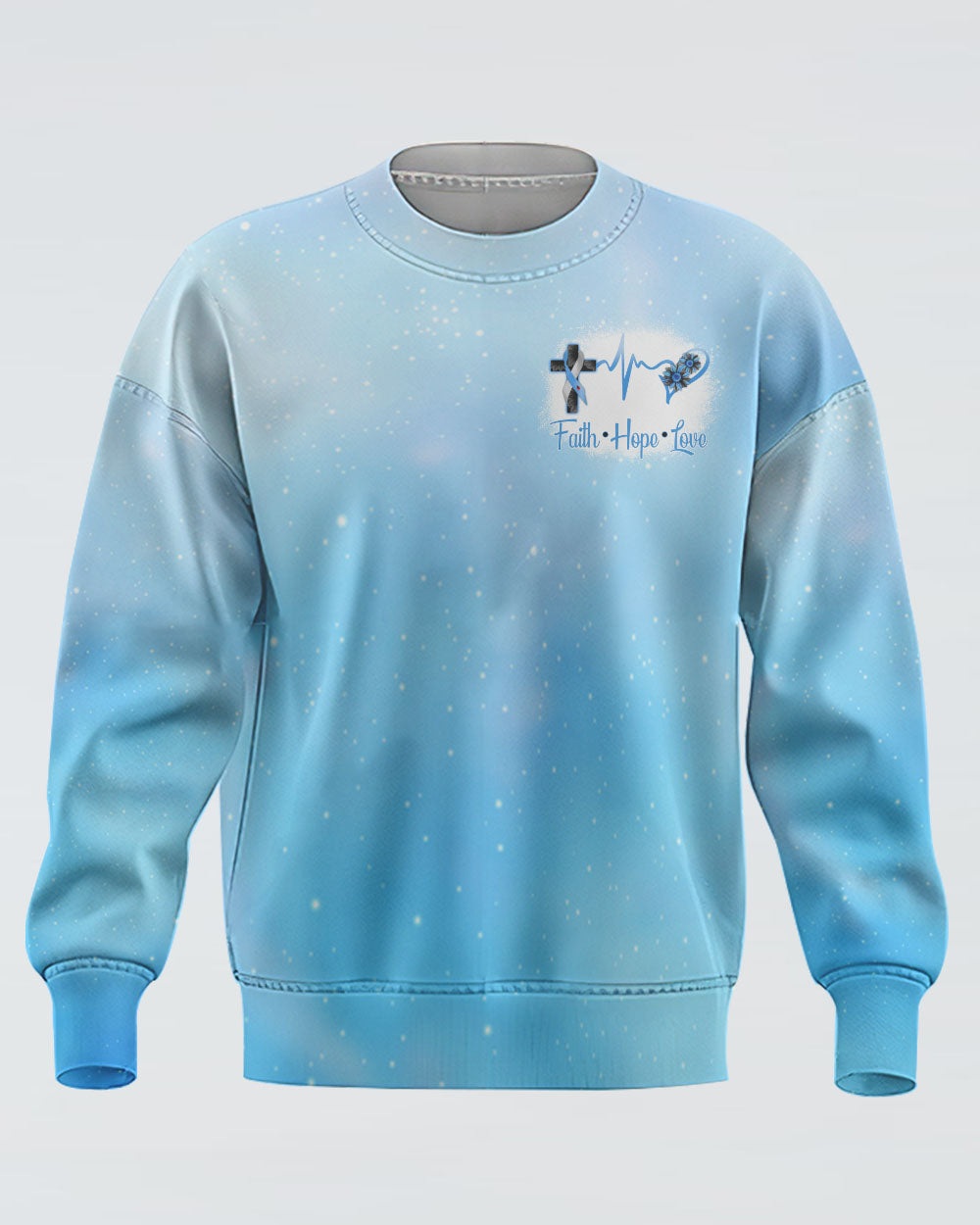 In November We Wear Blue Wings Sunflower Cross Bleached Women's Diabetes Awareness Sweatshirt