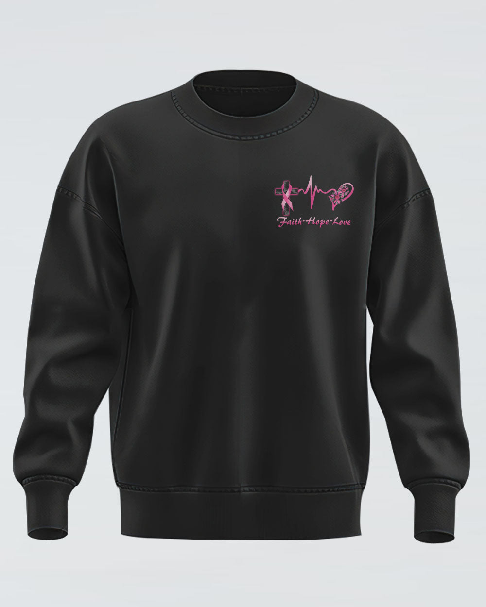 I Can Do All Things Through Christ Half Wings Cross Women's Breast Cancer Awareness Sweatshirt