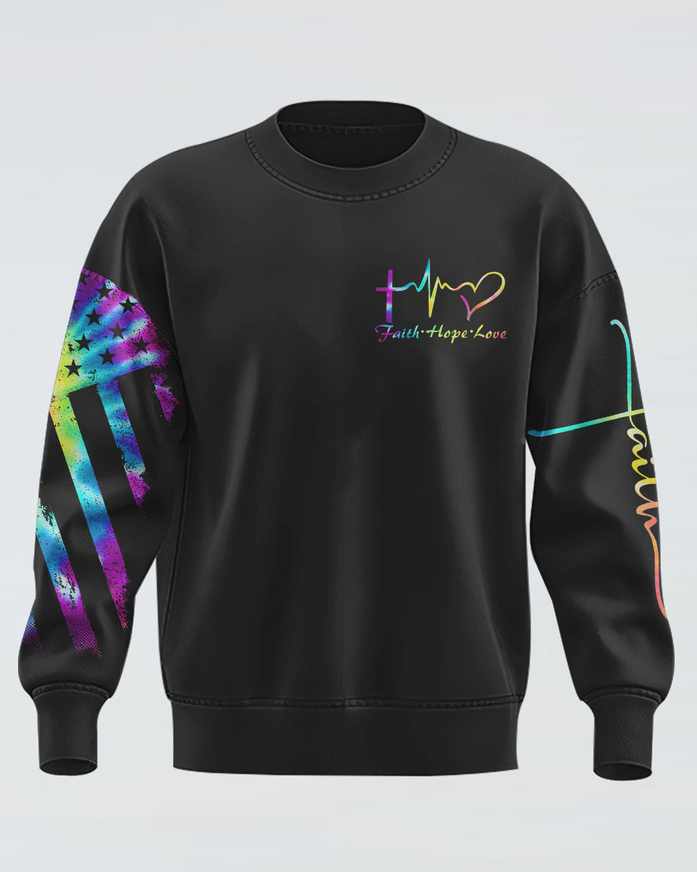 Way Maker Miracle Worker Cross Wings Tie Dye Women's Christian Sweatshirt