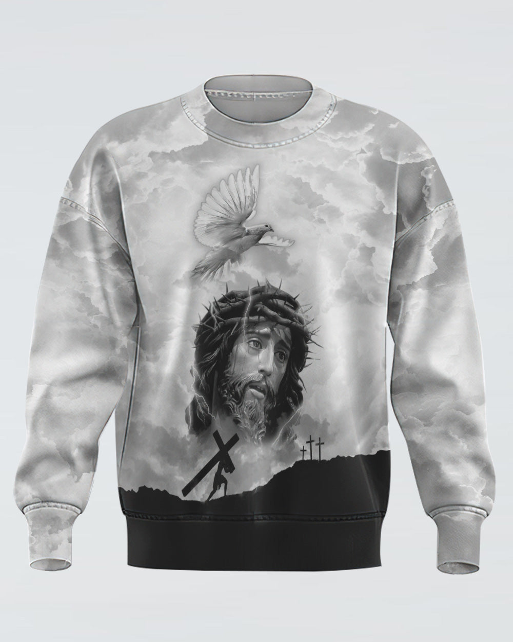 Miracle Worker Promise Keeper Light In The Darkness White Black Cross Women's Christian Sweatshirt