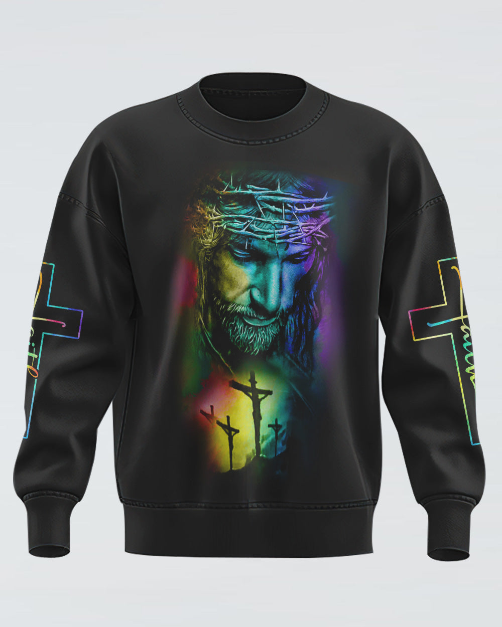 Way Maker Miracle Worker Rainbow Painting Jesus Women's Christian Sweatshirt