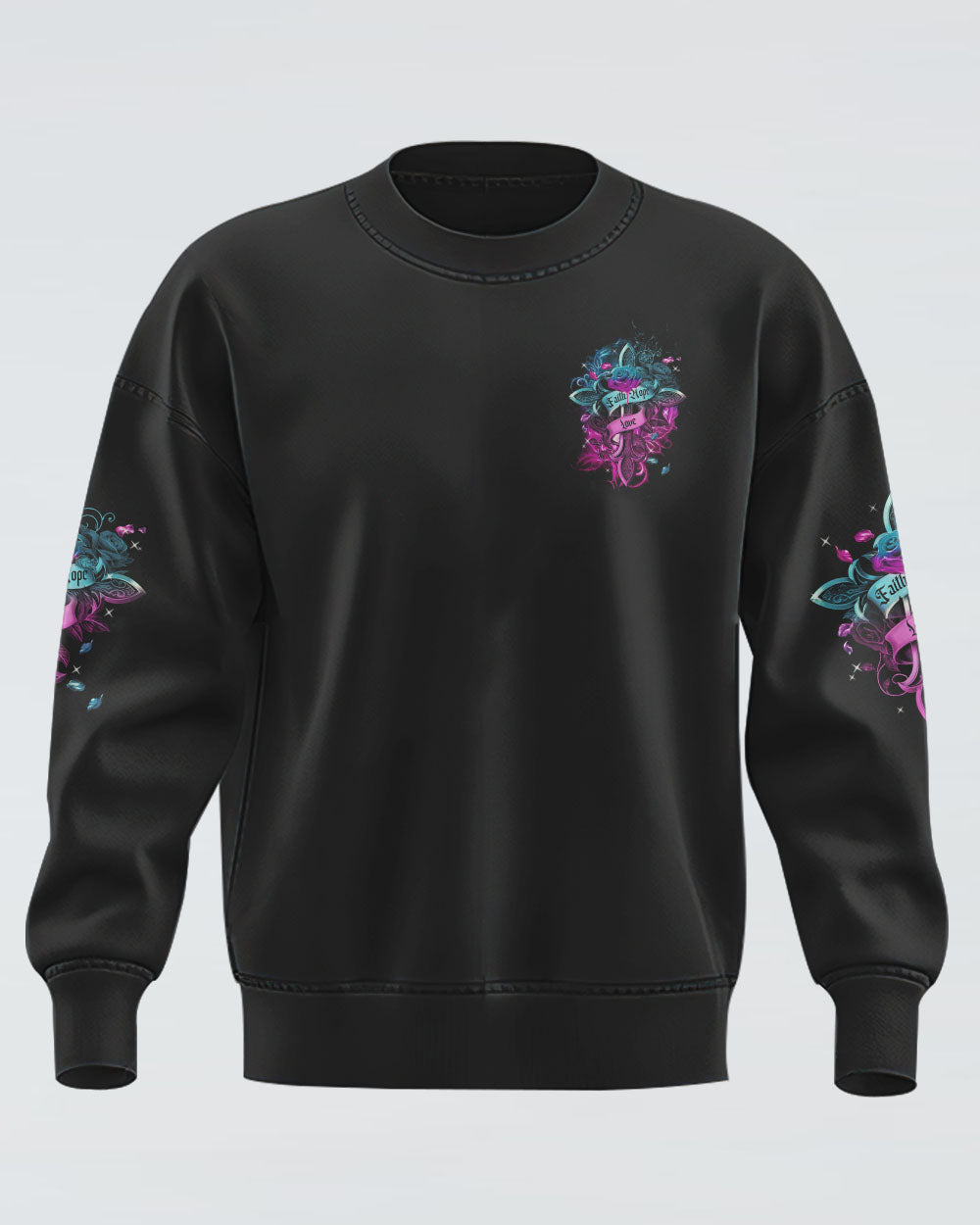 Faith Hope Love Cross Ribbon Women's Christian Sweatshirt
