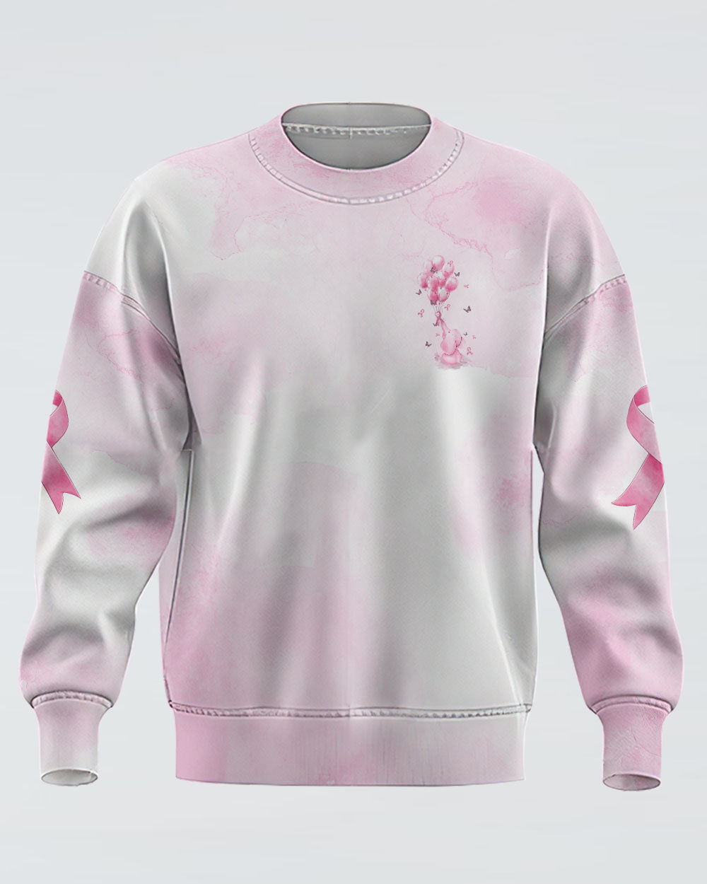 Hope For A Cure Elephant Balloon Women's Breast Cancer Awareness Sweatshirt