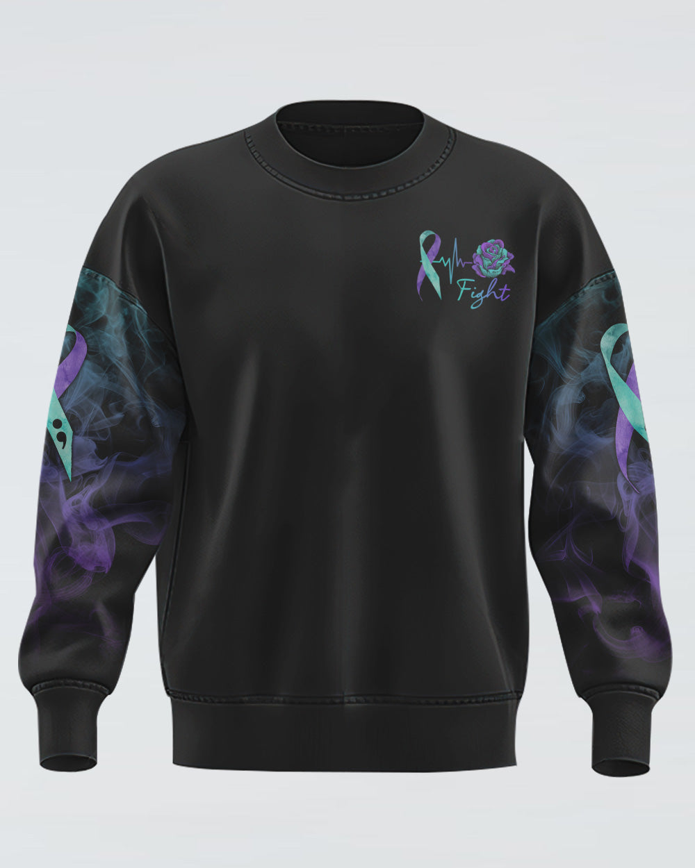 Rose Ribbon Smoke Women's Suicide Prevention Awareness Sweatshirt