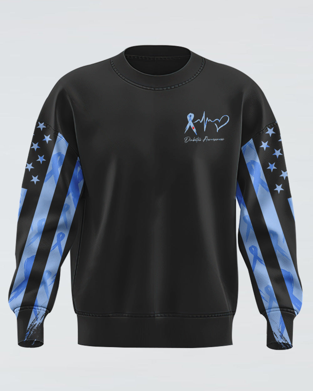 Fight Flag Ribbon Pattern Women's Diabetes Awareness Sweatshirt