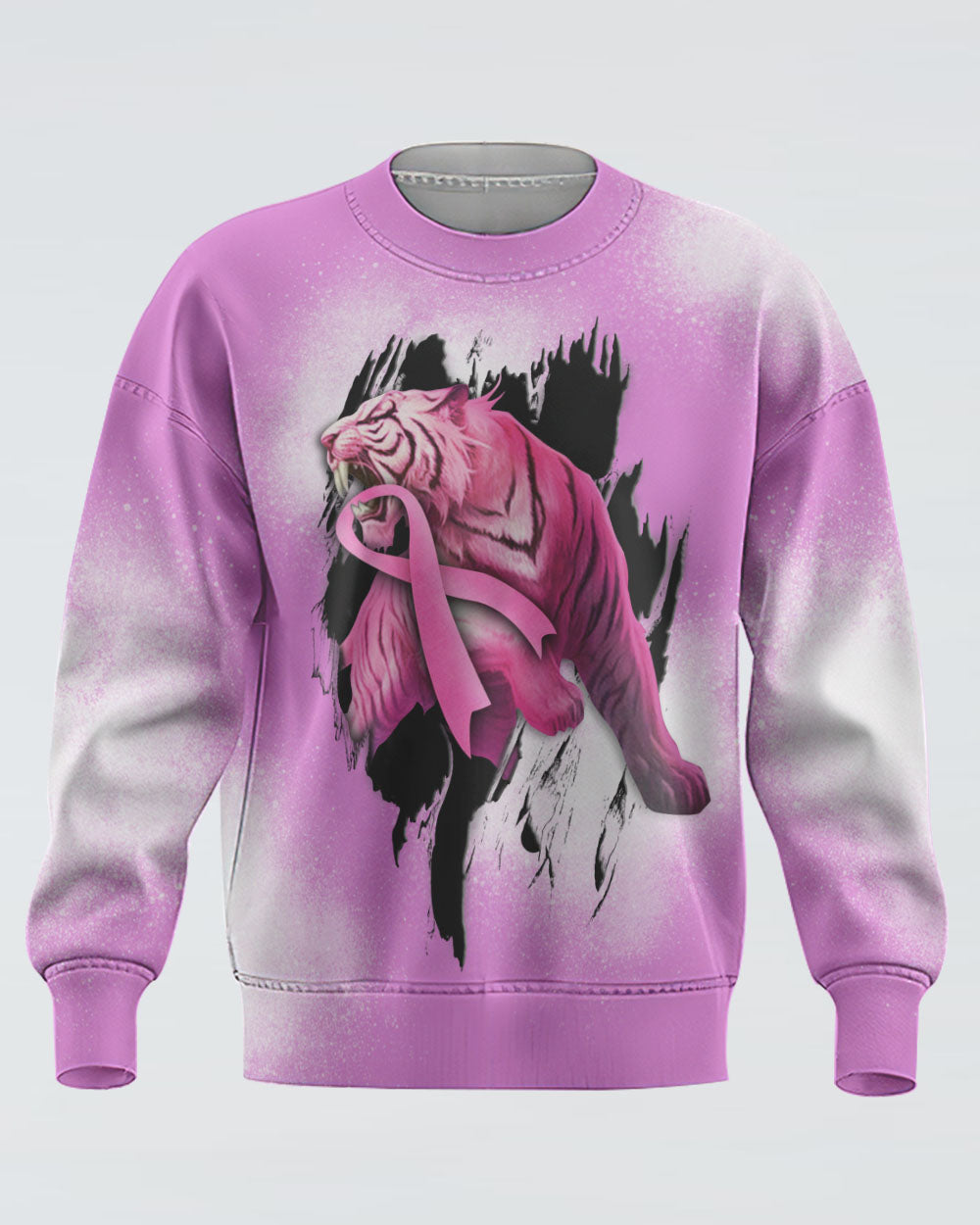 Tiger Crack Pink Ribbon Women's Breast Cancer Awareness Sweatshirt