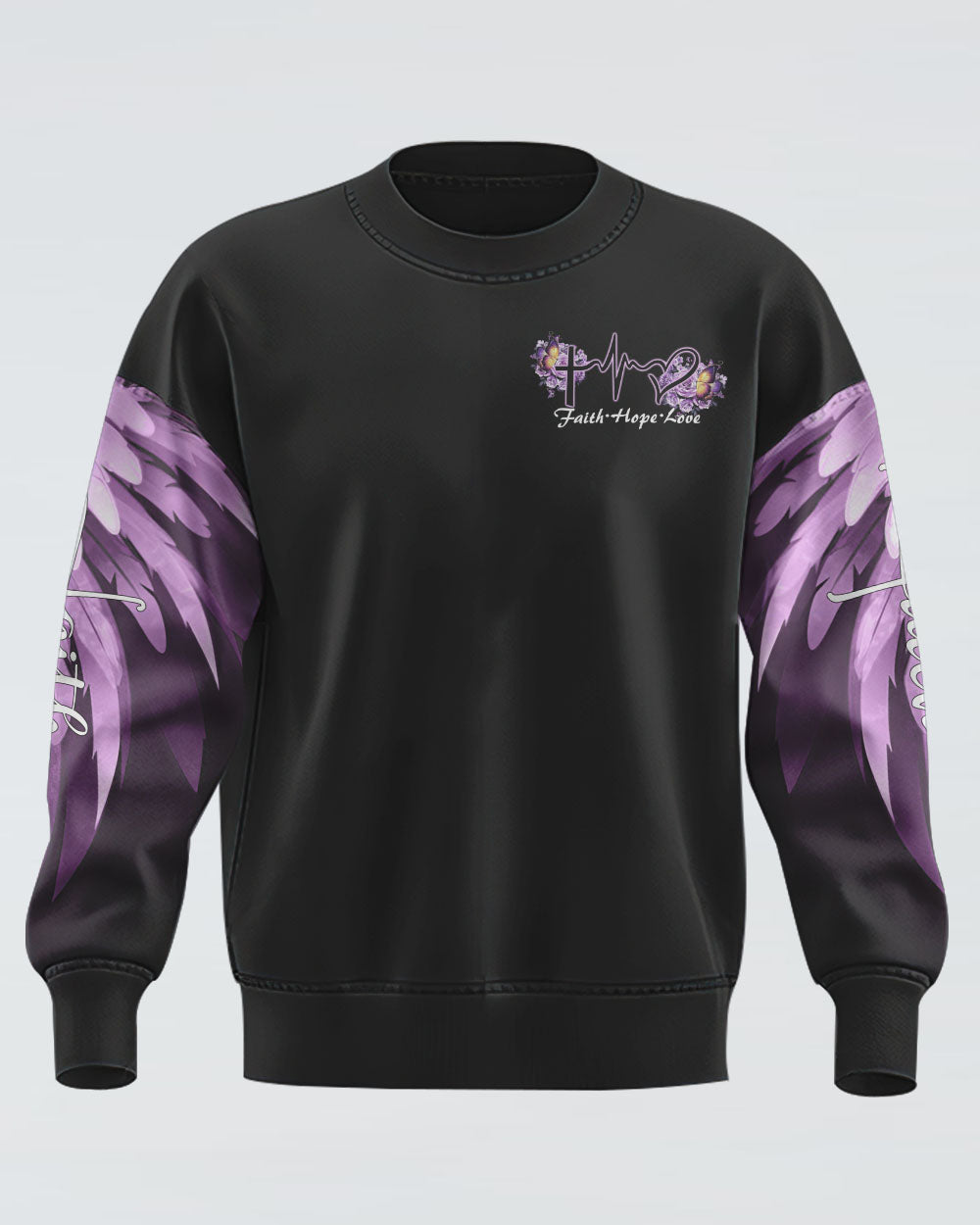 Butterfly Purple Rose Faith Women's Christian Sweatshirt