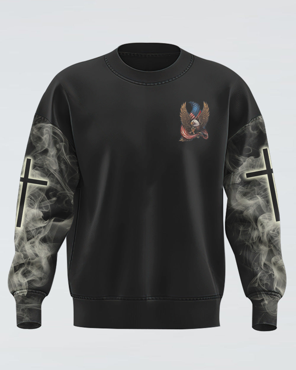 In God We Trust Eagle Cross Smoke Men's Christian Sweatshirt