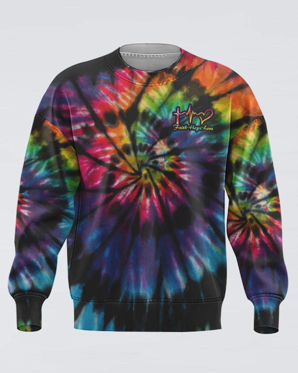 Sunflower Cross Full Tie Dye Faith Women's Christian Sweatshirt