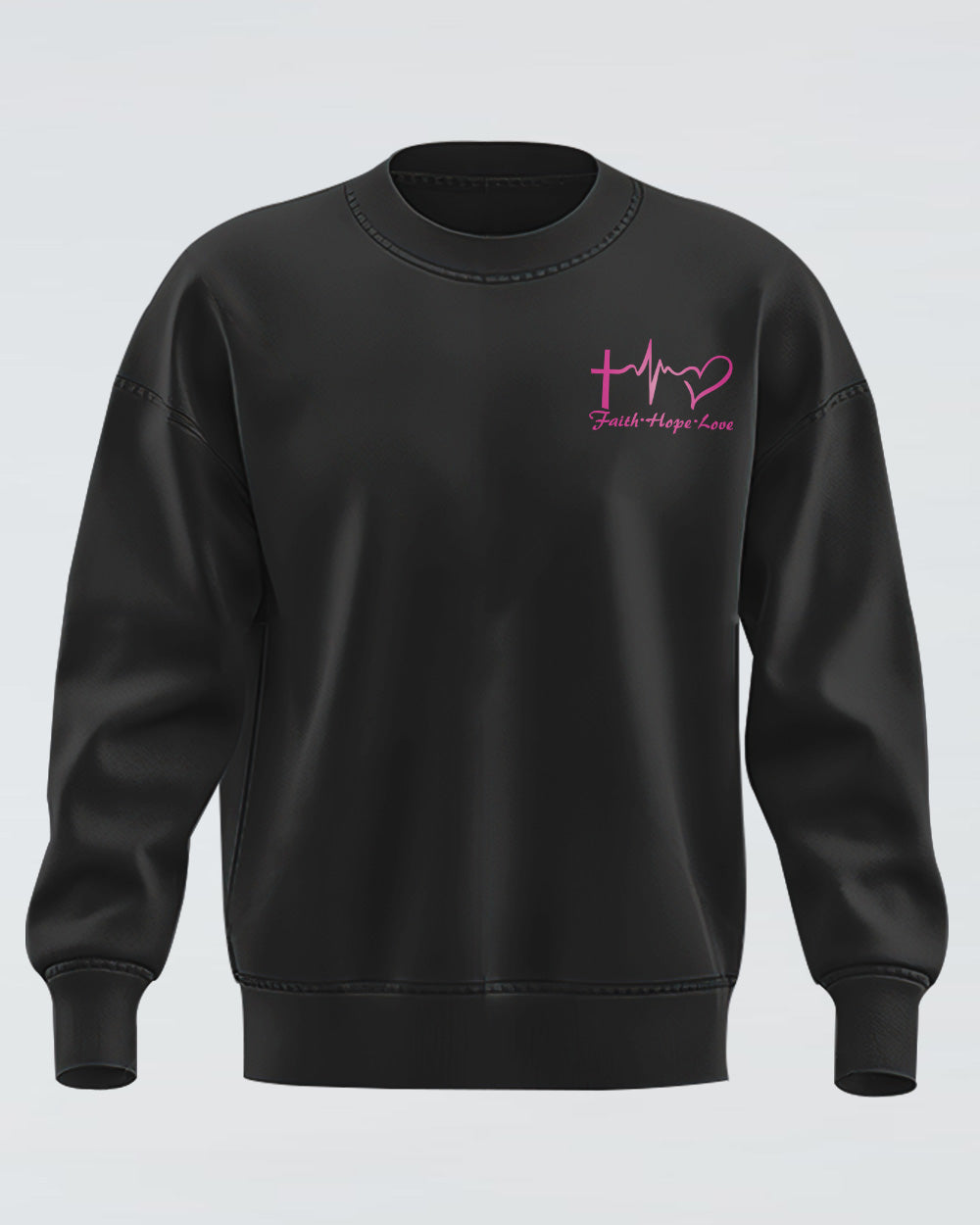 Rose With Ribbon Cross Flag Women's Breast Cancer Awareness Sweatshirt