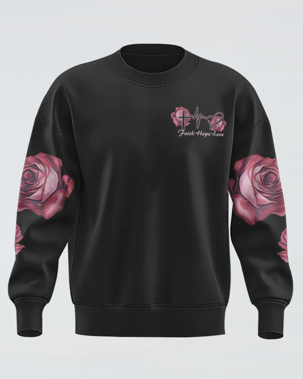 Rose Wood Cross Butterfly Women's Christian Sweatshirt