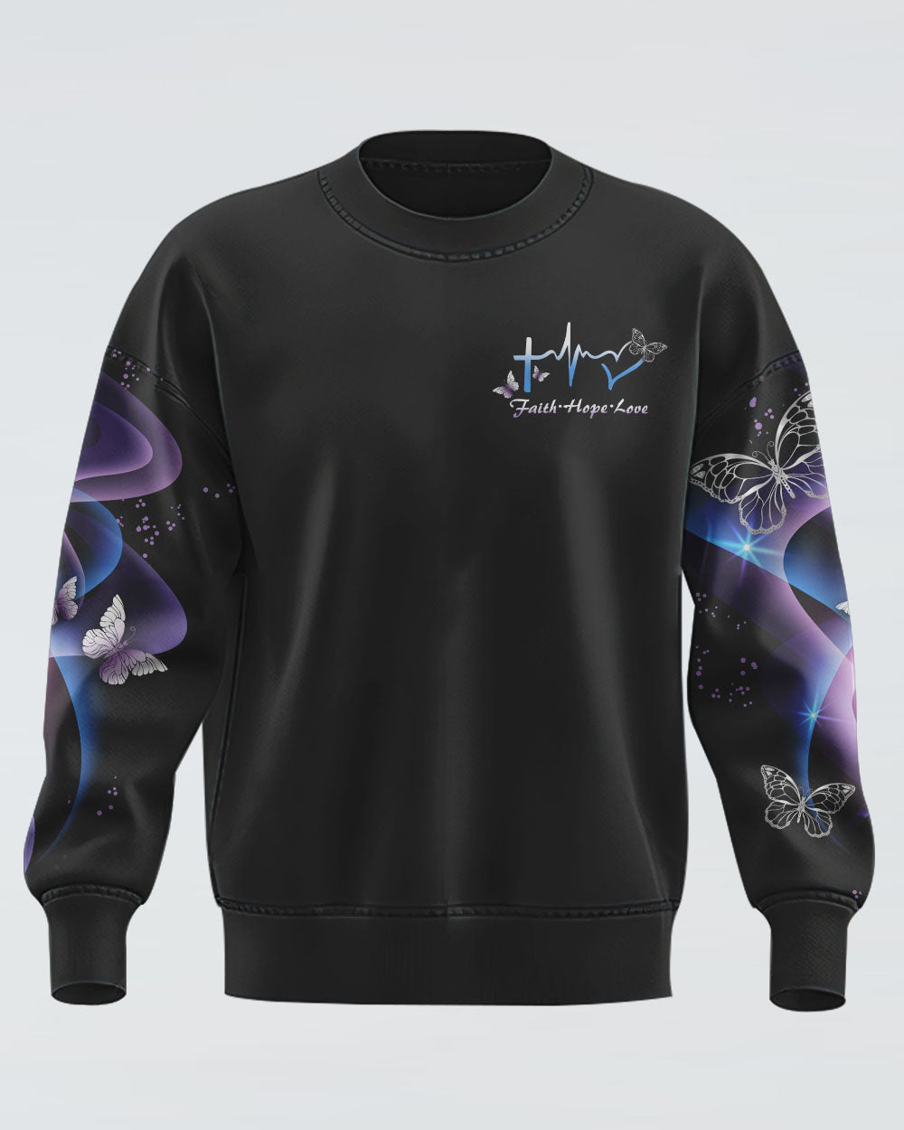 Faith Hope Love Butterfly Abstract Women's Christian Sweatshirt