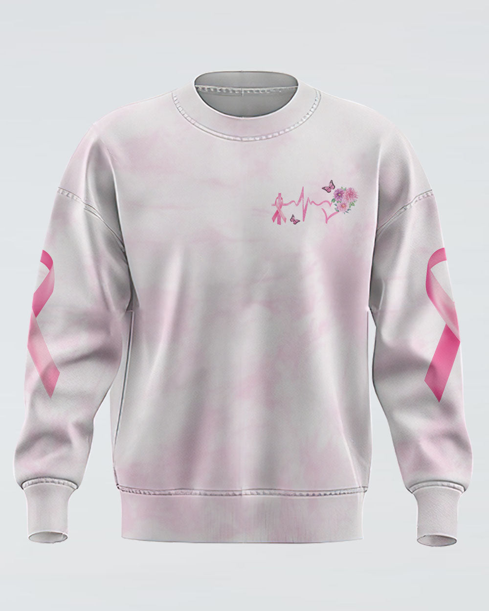 Butterfly Flower Cross Ribbon Women's Breast Cancer Awareness Sweatshirt