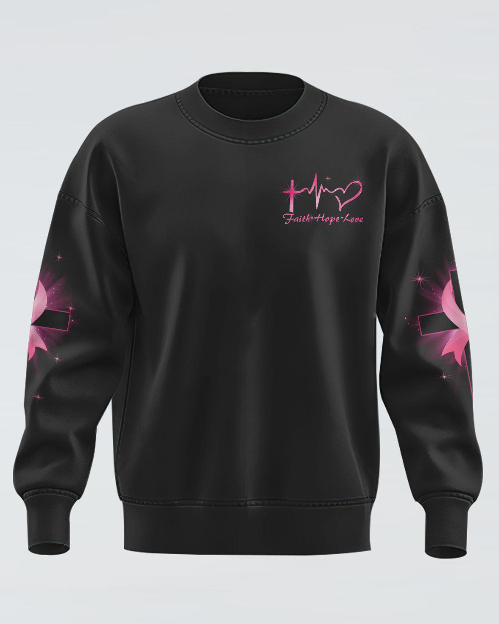 Fight Cross Wings Light Women's Breast Cancer Awareness Sweatshirt