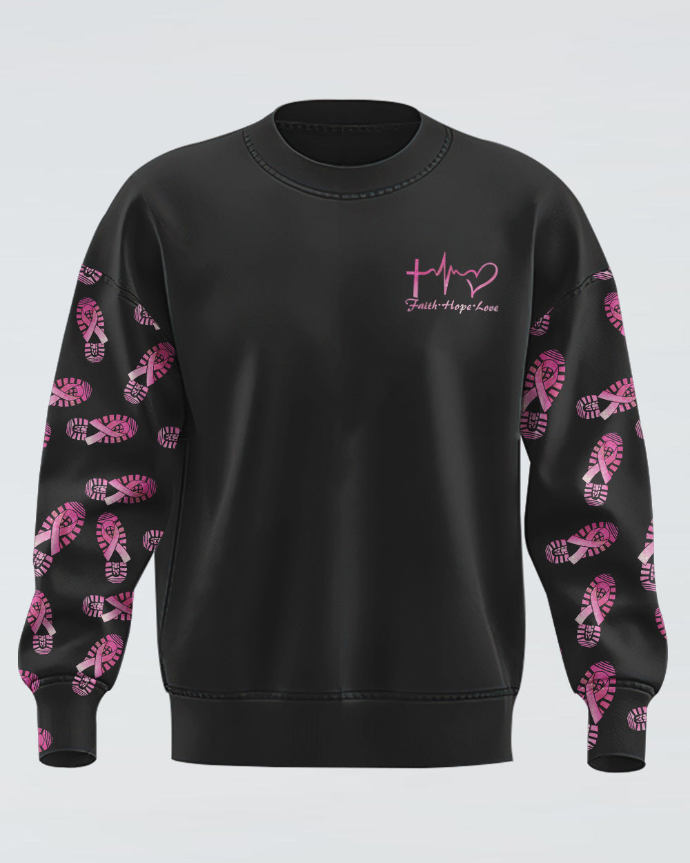 Walk By Faith Not By Sight Smoke Women's Breast Cancer Awareness Sweatshirt