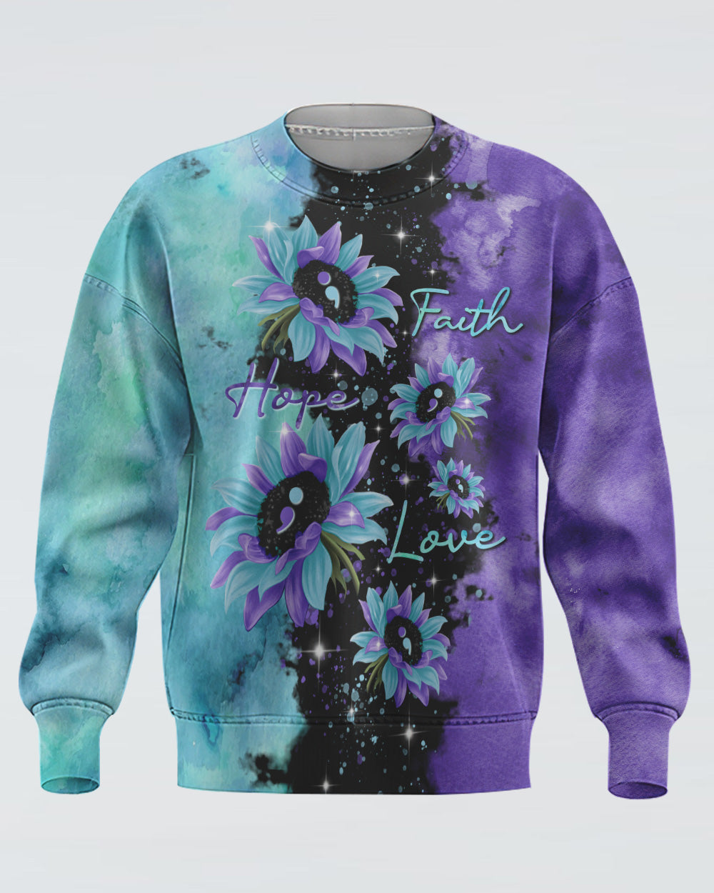 Faith Hope Love Sunflower Galaxy Women's Christian Sweatshirt