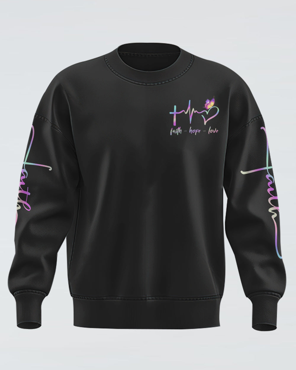 Way Maker Miracle Worker Butterfly Half Cross Text Women's Christian Sweatshirt