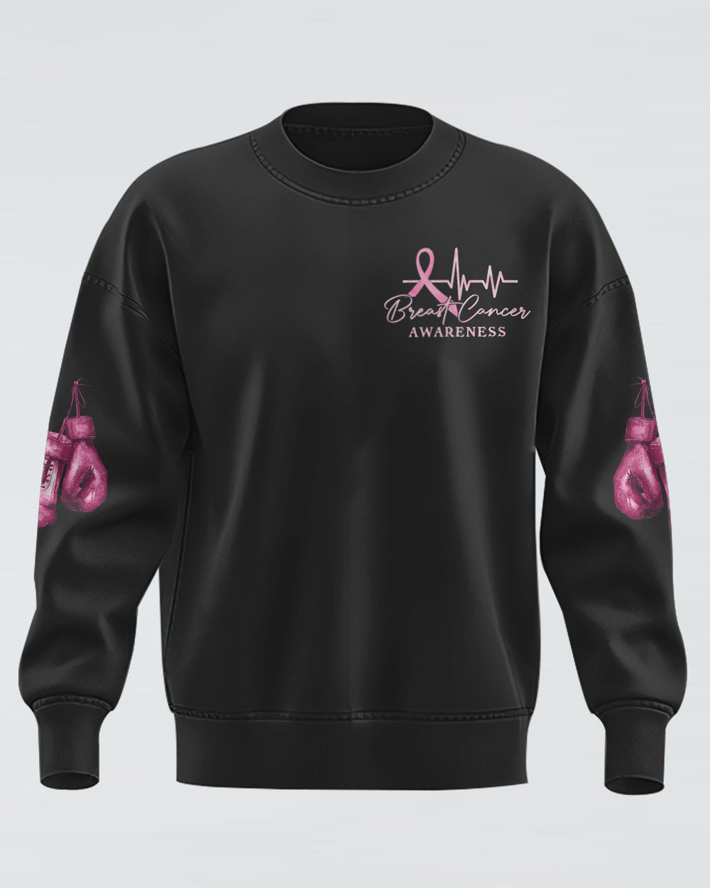 Fight Like A Girl Ribbon Flag Women's Breast Cancer Awareness Sweatshirt