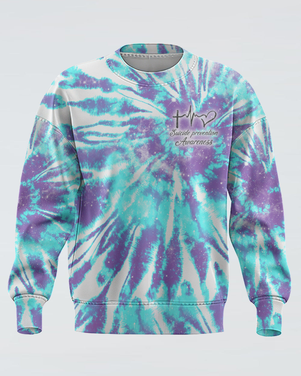 Faith Cross Sunflower Full Tie Dye Women's Suicide Prevention Awareness Sweatshirt