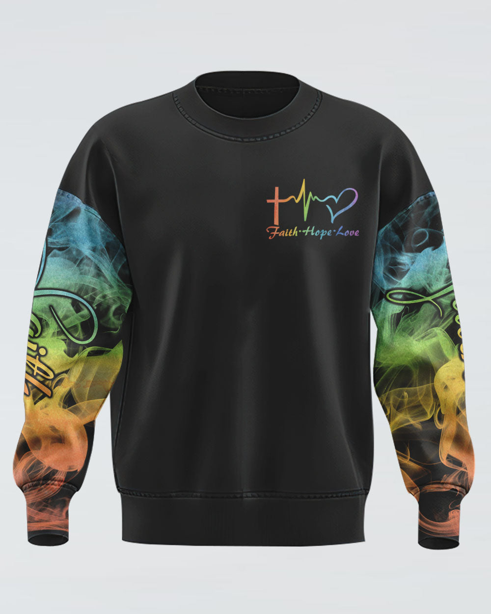 Rainbow Colorful Sunflower Faith Smoke Women's Christian Sweatshirt