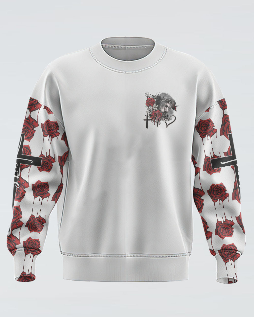 Faith Jesus Rose Watercolor Women's Christian Sweatshirt