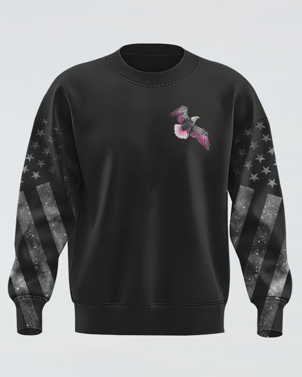 No One Fights Alone Eagle Flag Women's Breast Cancer Awareness Sweatshirt