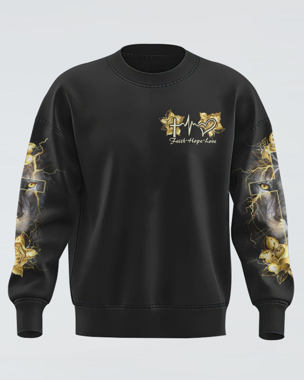 Lion Gold Rose Cross Women's Christian Sweatshirt