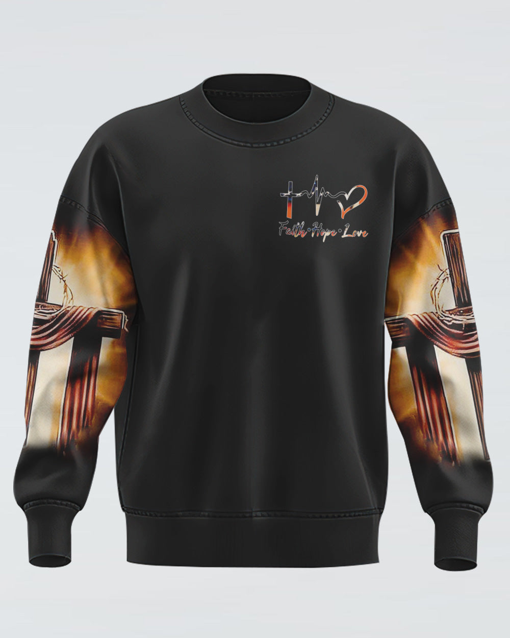Hand Pull Vintage Cross Light Men's Christian Sweatshirt