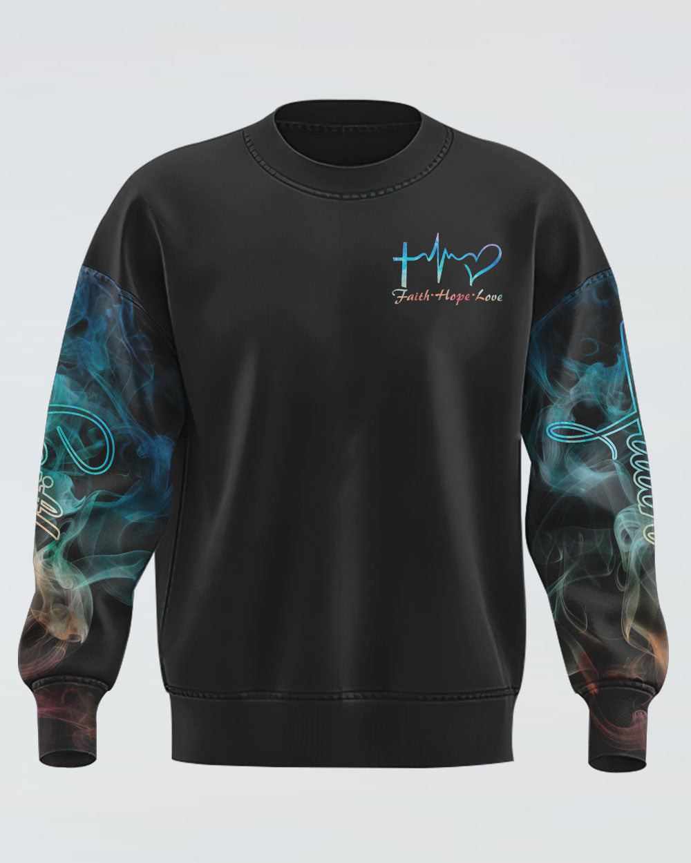Faith Jesus Lion Warrior Colorful Smoke Women's Christian Sweatshirt