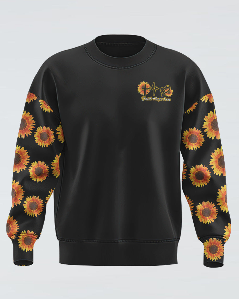 Sunflower Faith Cross Light Wings Women's Christian Sweatshirt