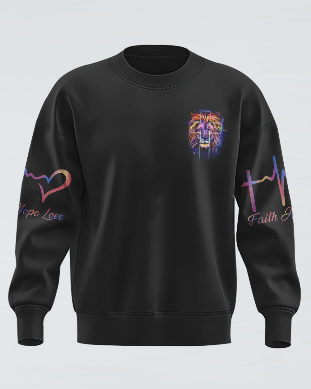 Way Maker Miracle Worker Colorful Lion Faith Heart Beat Women's Christian Sweatshirt