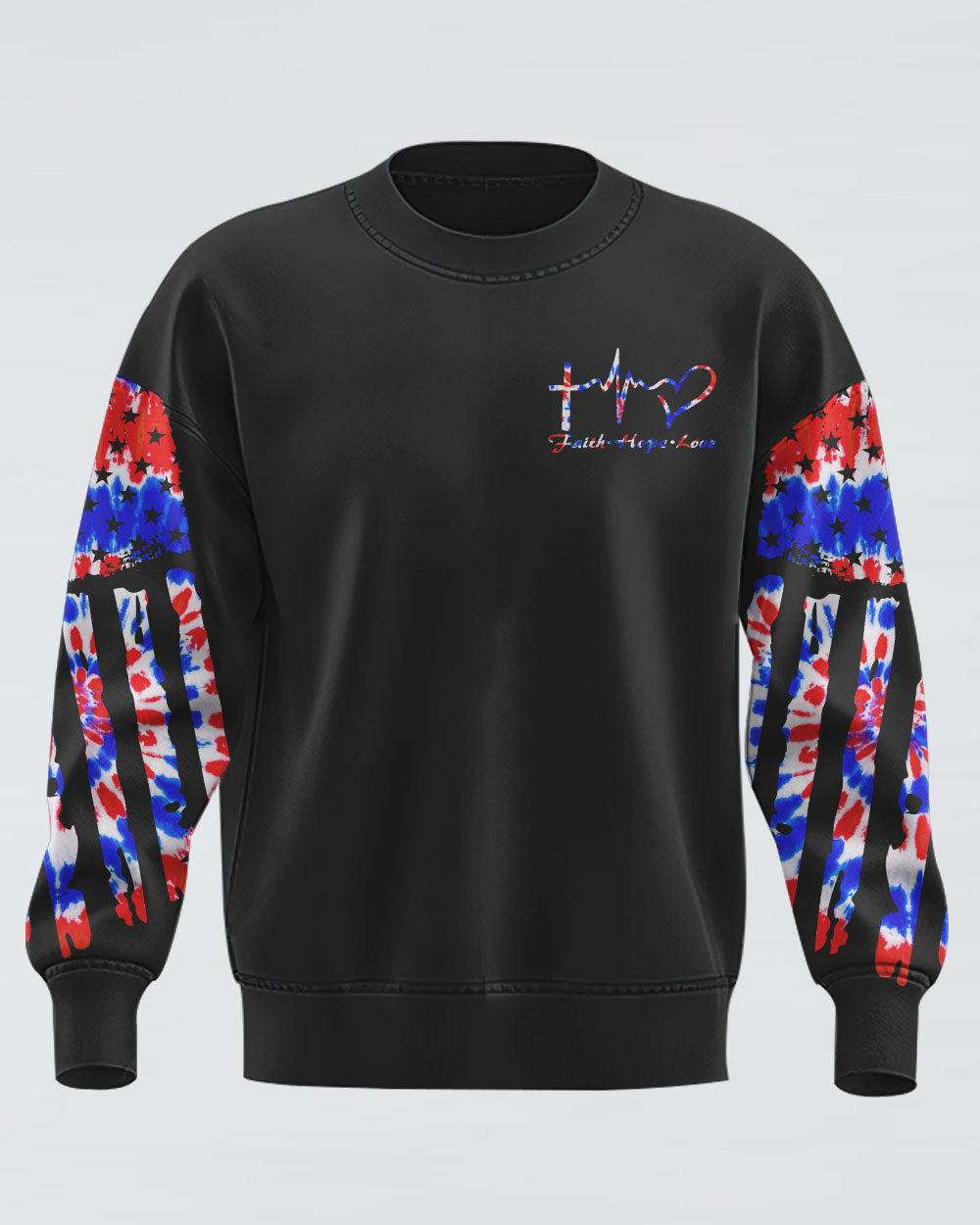 Faith Hope Love Tie Dye Flag Women's Christian Sweatshirt